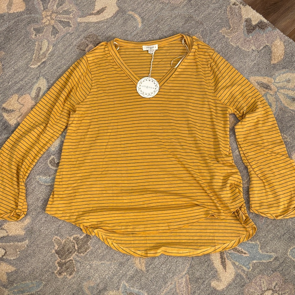 Umgee Golden Striped Long Sleeve Tee
